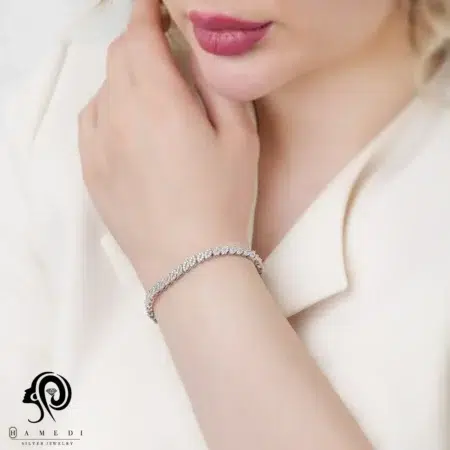 دستبند نقره زنانه مجلسی جواهری مدل BI B27 