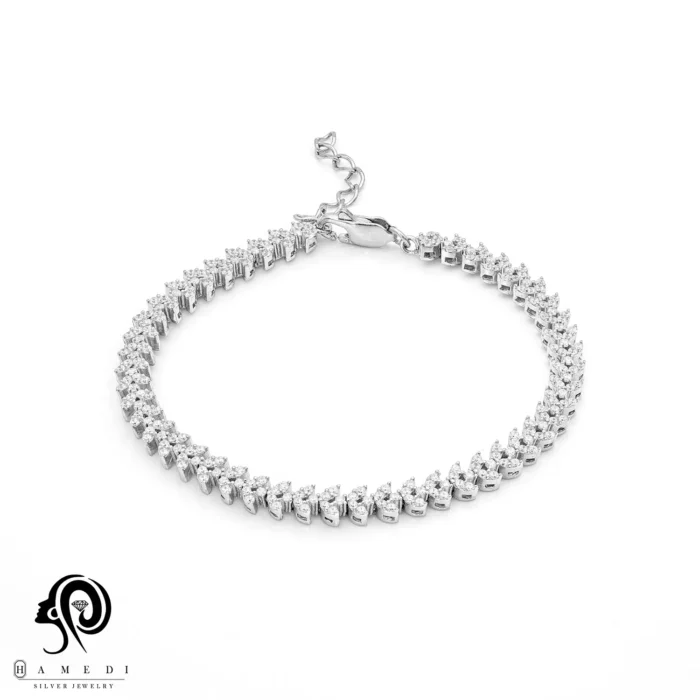 دستبند نقره زنانه مجلسی جواهری مدل BI B46