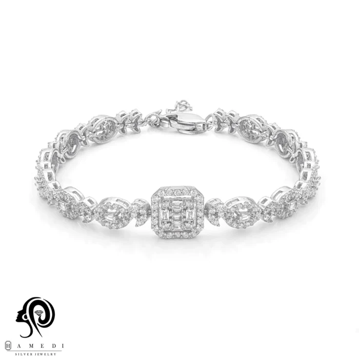 دستبند نقره زنانه امرالدکات جواهری مدل BI E19