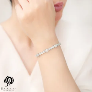 دستبند نقره زنانه فلاور و امرالدکات مدل BI F46