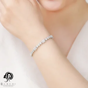 دستبند نقره زنانه فلاور و امرالدکات مدل BI F46