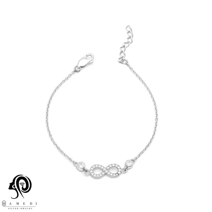 دستبند نقره زنانه زنجیری بینهایت مدل BIC B113