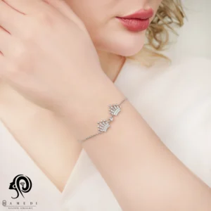دستبند نقره زنانه طرح تاج مدل BIC B116