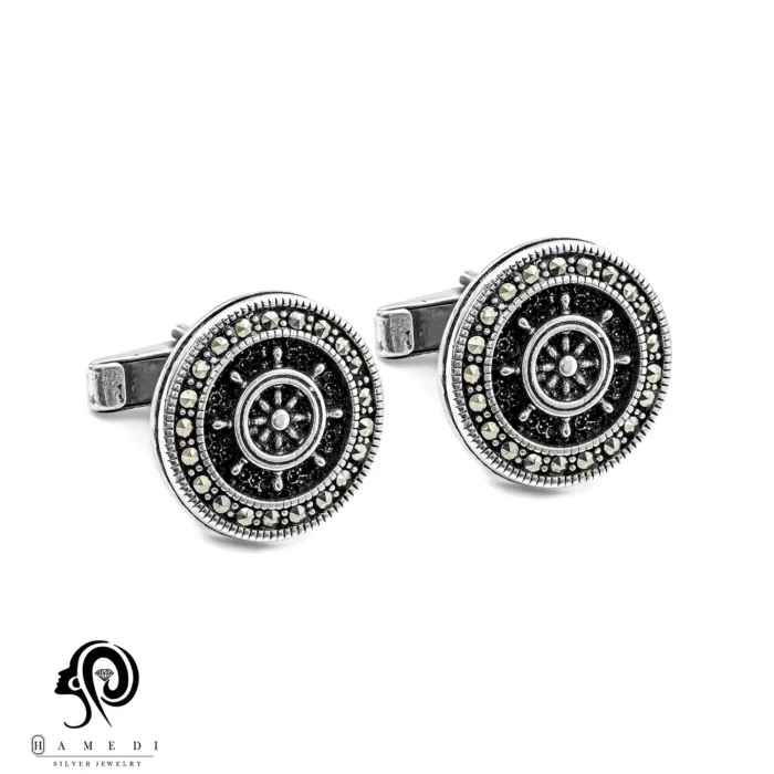 دکمه سردست نقره مردانه سُکّان مدل CE H3