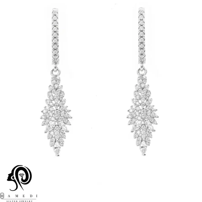 گوشواره نقره زنانه مجلسی جواهری مدل EI K8