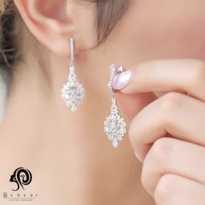 گوشواره نقره زنانه مجلسی جواهری مدل EI S10