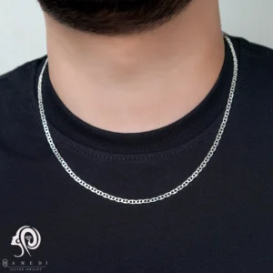 گردنبند نقره مردانه طرح T مدل KEM T26 L