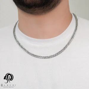 گردنبند کارتیر نقره مردانه مدل KEM T66 L