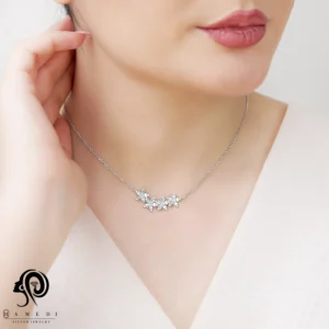 گردنبند نقره زنانه چهار گل مدل KIC E1