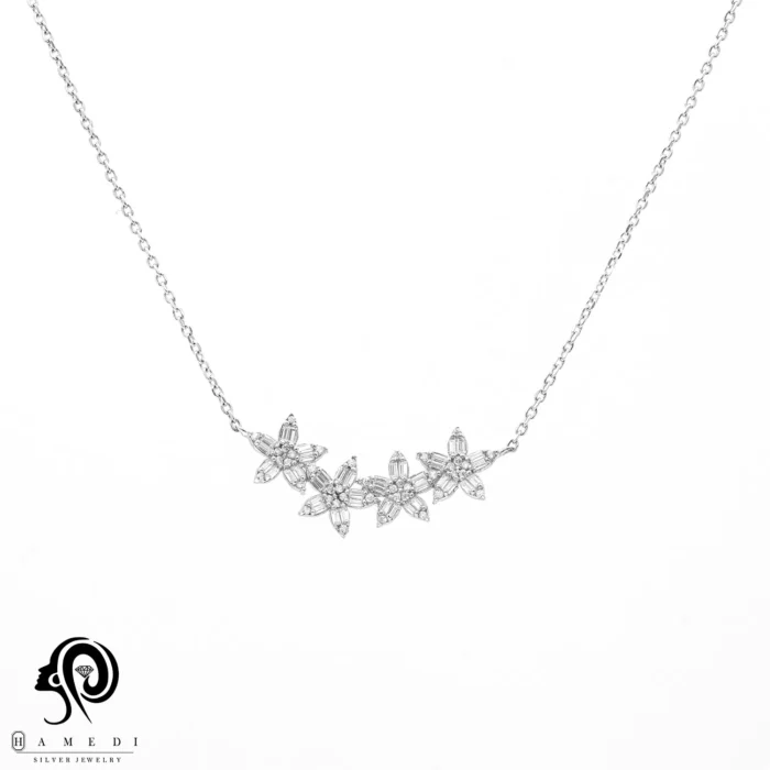 گردنبند نقره زنانه چهار گل مدل KIC E1