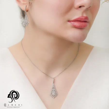 نیم ست نقره زنانه جواهری مجلسی مدل NI B81