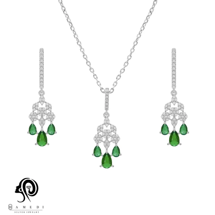 نیم ست زنانه نقره جواهری مدل NI F19 