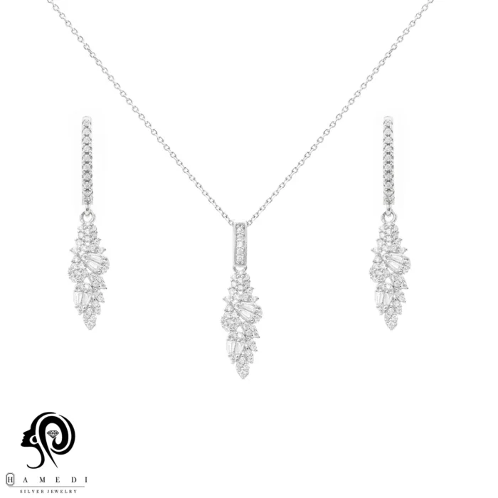 نیم ست نقره زنانه جواهری مجلسی مدل NI F21