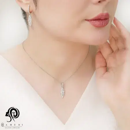 نیم ست نقره زنانه جواهری مجلسی مدل NI F21