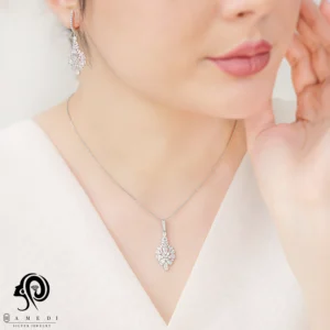 نیم ست نقره زنانه جواهری مجلسی مدل NI S29