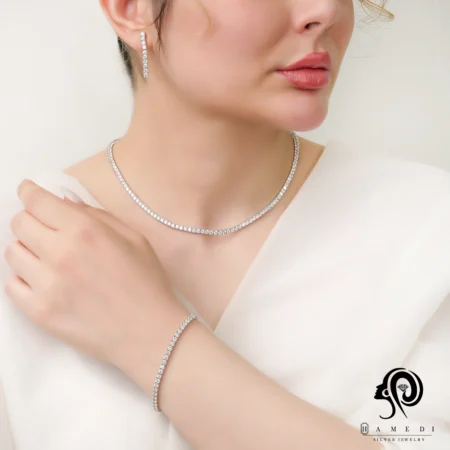 سرویس نقره زنانه تنیسی نگین ۳ مدل SE R4