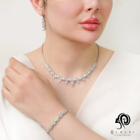 سرویس نقره زنانه جواهری مرواریدی مدل SI Y2