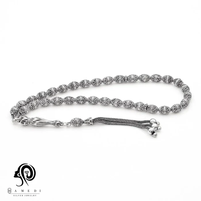 تسبیح نقره مردانه مدل TE T19، اصل ترکیه با عیار 925