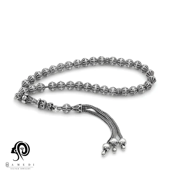 تسبیح نقره مردانه مدل TE T28، اصل ترکیه با عیار 925