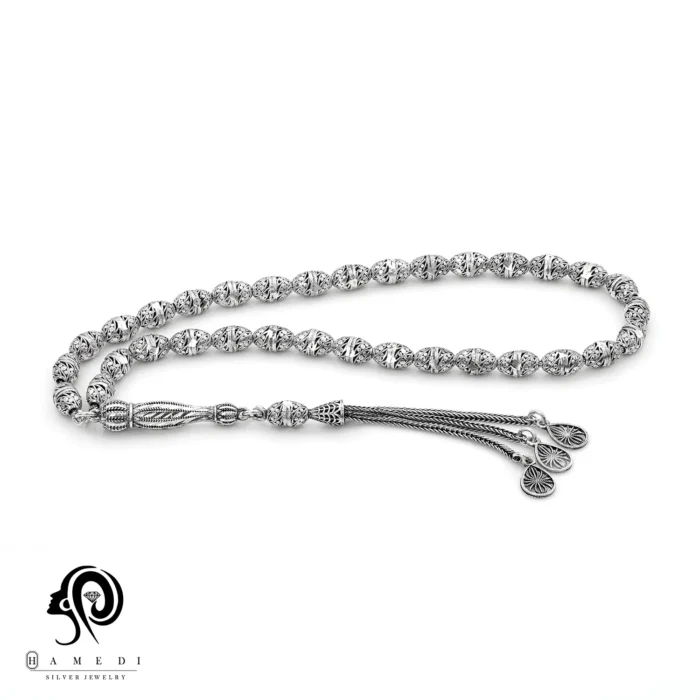 تسبیح نقره مردانه مدل TE T32