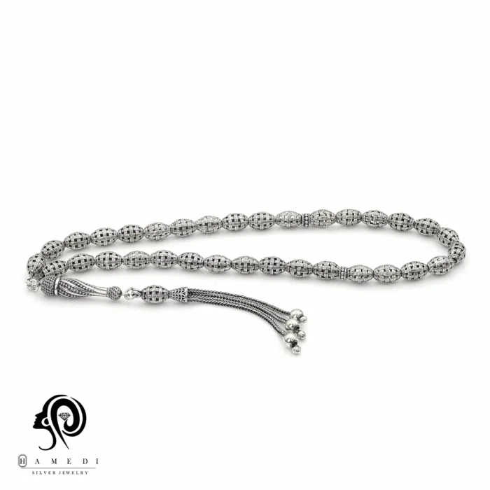 تسبیح نقره مردانه مدل TE T34، اصل ترکیه با عیار 925