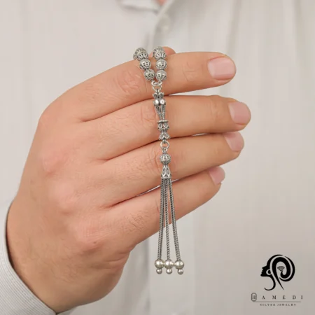 تسبیح نقره مردانه مدل TE T38