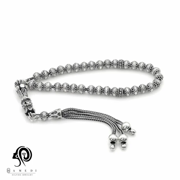 تسبیح نقره مردانه مدل TE T38