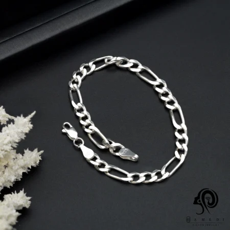 دستبند نقره مردانه فیگارو ایتالیایی مدل BEM T35 L