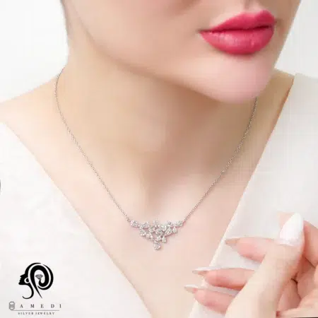 گردنبند نقره زنانه مجلسی جواهری مدل KIC S1