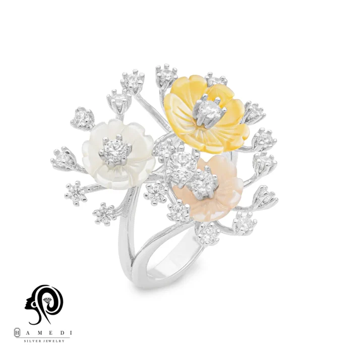 انگشتر نقره زنانه صدفی مدل RE C28