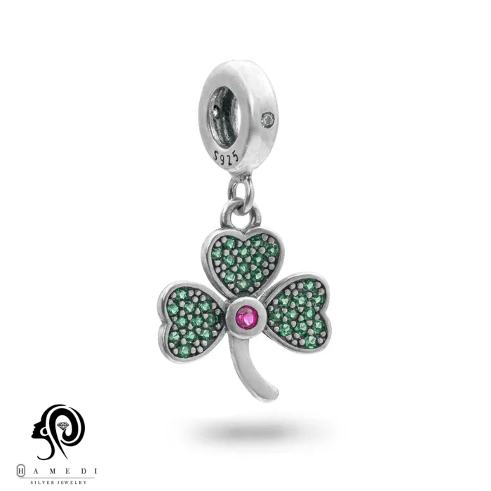 چارم پاندورا نقره طرح شبدر مدل PCA 38