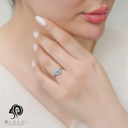 انگشتر نقره زنانه چشم نظر مدل RI B54