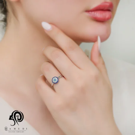 انگشتر نقره زنانه چشم نظر مدل RI B55