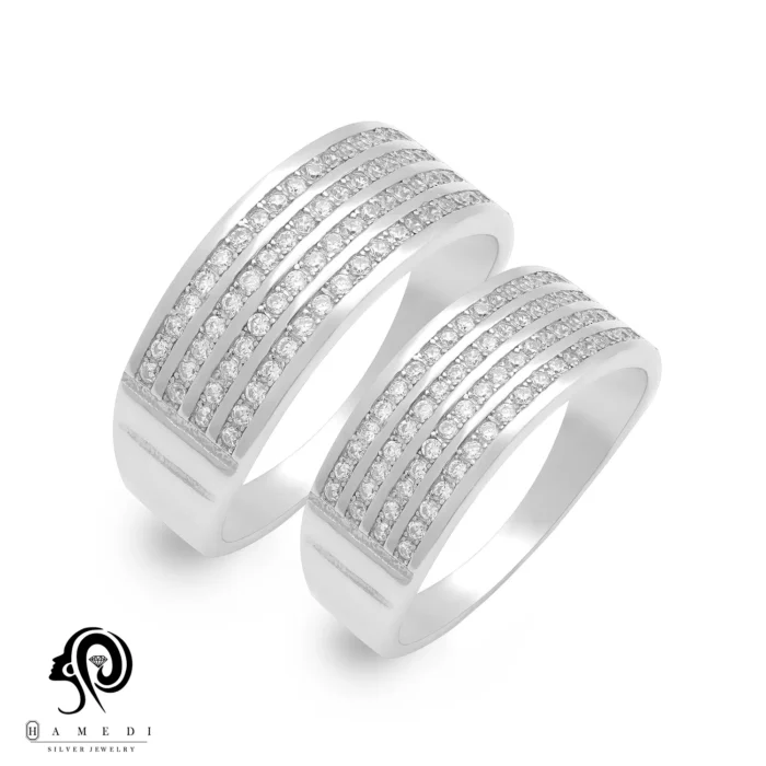 حلقه ست نقره زنانه و مردانه مدل RIS B33