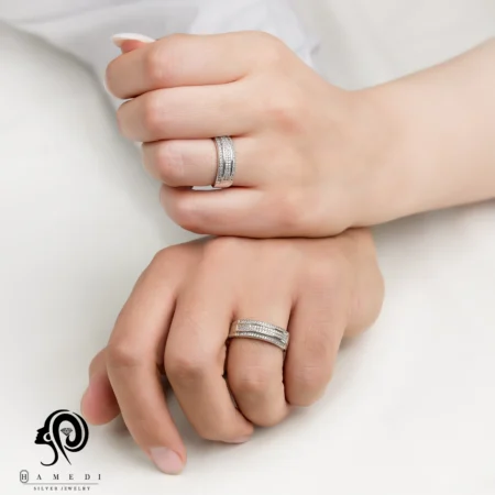 حلقه ست نقره زنانه و مردانه مدل RIS B37