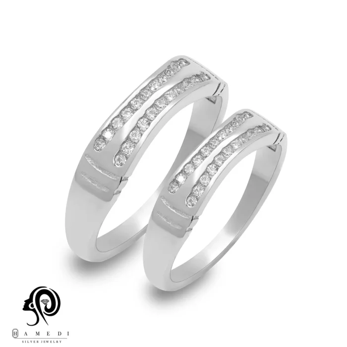 حلقه ست نقره زنانه و مردانه مدل RIS B38