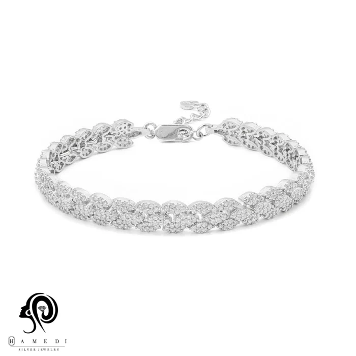 دستبند نقره زنانه مجلسی جواهری مدل BI B19