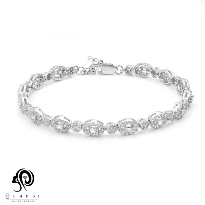 دستبند نقره زنانه امرالدکات جواهری مدل BI F35