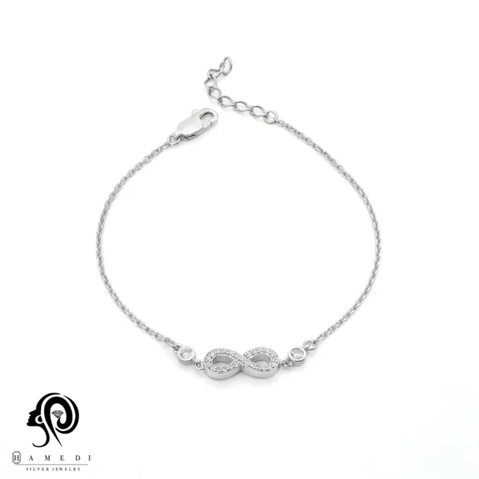 دستبند نقره زنانه زنجیری بینهایت مدل BIC B120