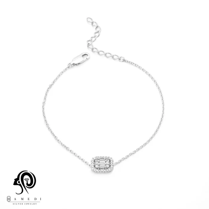 دستبند نقره زنانه زنجیری امرالدکات مدل BIC E66