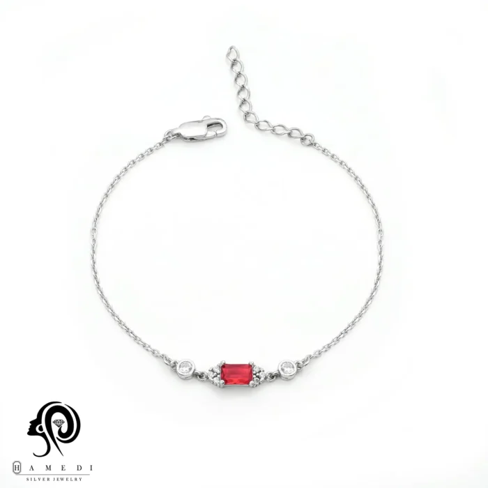 دستبند نقره زنانه نگین رنگی مدل BIC R25