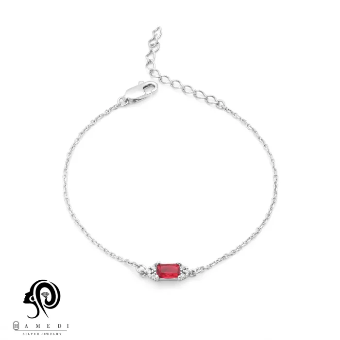 دستبند نقره زنانه نگین رنگی مدل BIC R30