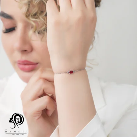 دستبند نقره زنانه نگین رنگی مدل BIC R30
