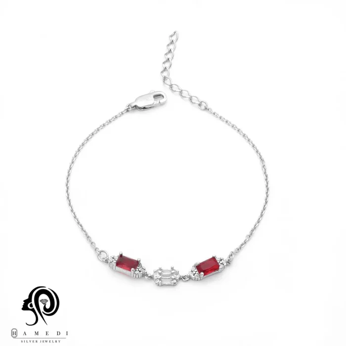 دستبند نقره زنانه نگین رنگی مدل BIC R31