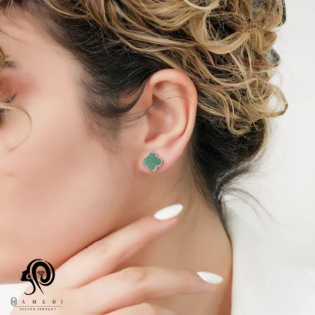 گوشواره نقره زنانه ونکلیف میخی مدل EE C12 G