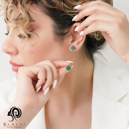 گوشواره نقره زنانه ونکلیف میخی مدل EE C12 G