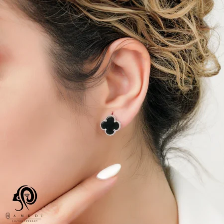 گوشواره نقره زنانه ونکلیف میخی مدل EE C12 L