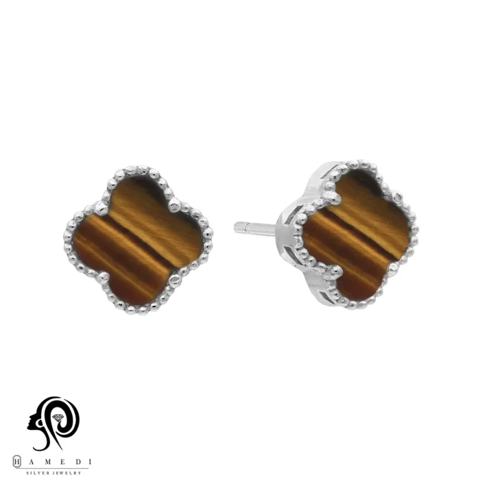 گوشواره نقره زنانه ونکلیف میخی مدل EE C12 W