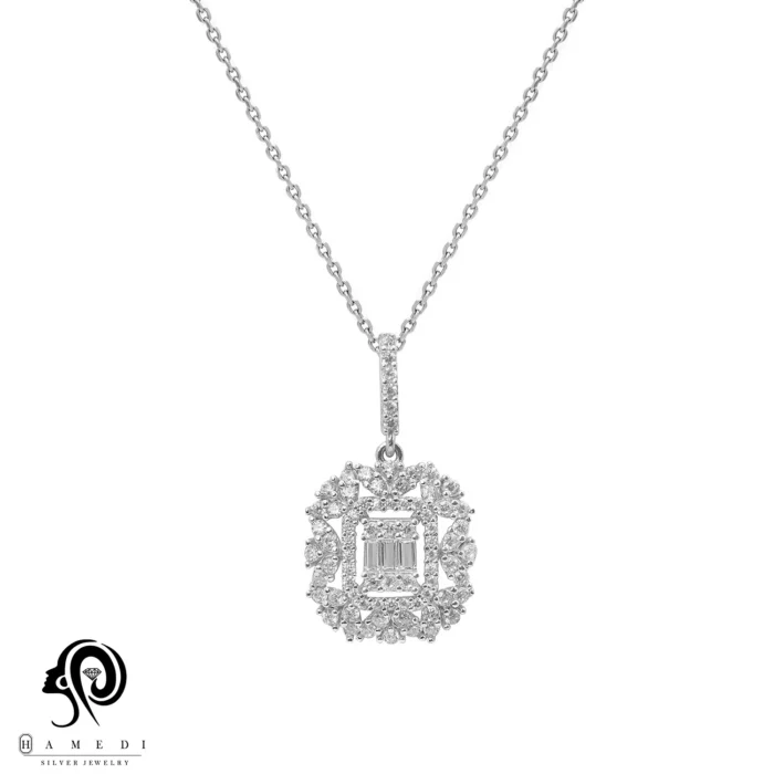 مدال نقره زنانه مجلسی جواهری مدل MI E9