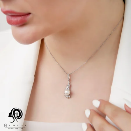 نیم ست نقره زنانه مروارید دار مدل NI Y6
